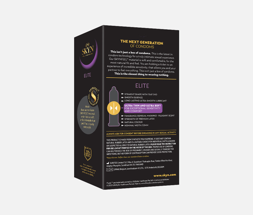 SKYN® Elite Non Latex Condoms - 2 x 10 Pack + Free 5 Pack of 5 Senses Condoms SKYN® Elite Non Latex Condoms - 2 x 10 Pack + Free 5 Pack of 5 Senses Condoms