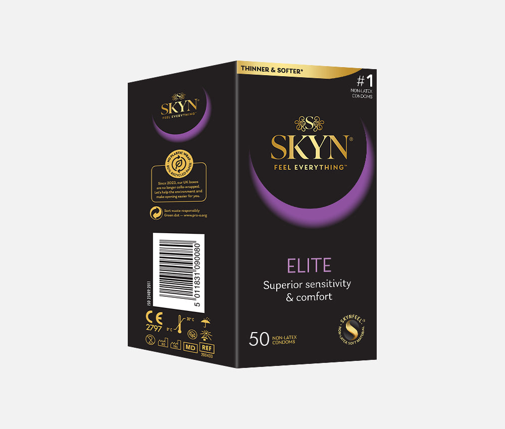 SKYN® Elite Non Latex Condoms - 5 × 10 Pack + Free Pack of 2 x 5 Senses Condoms