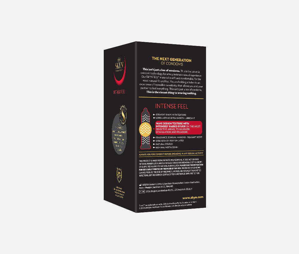 SKYN® Intense Feel Non Latex Condoms - 2 x 10 Pack of 20 + Free 5 Pack of SKYN 5 Senses Condoms SKYN® Intense Feel Non Latex Condoms - 2 x 10 Pack of 20 + Free 5 Pack of SKYN 5 Senses Condoms
