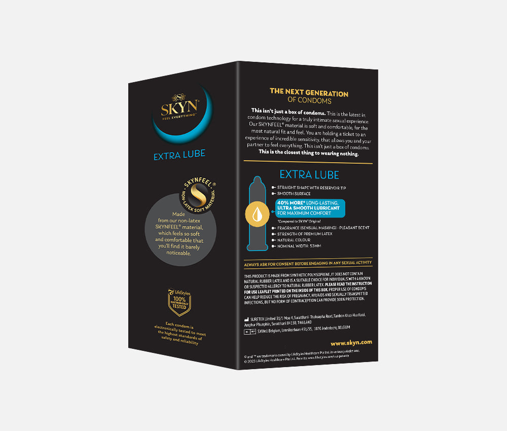 SKYN® EXTRA LUBE 50 PACK OF NON LATEX CONDOMS PLUS FREE 10 PACK CONDOMS SKYN® EXTRA LUBE 50 PACK OF NON LATEX CONDOMS PLUS FREE 10 PACK CONDOMS