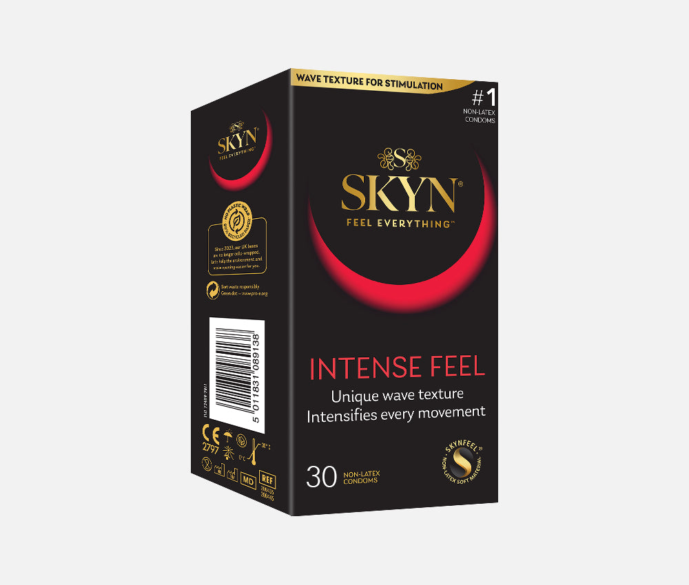 SKYN® Intense Feel Non Latex Condoms - 3 x 10 Pack of 30 + Free 5 Pack of 5 Senses Condoms SKYN® Intense Feel Non Latex Condoms - 3 x 10 Pack of 30 + Free 5 Pack of 5 Senses Condoms