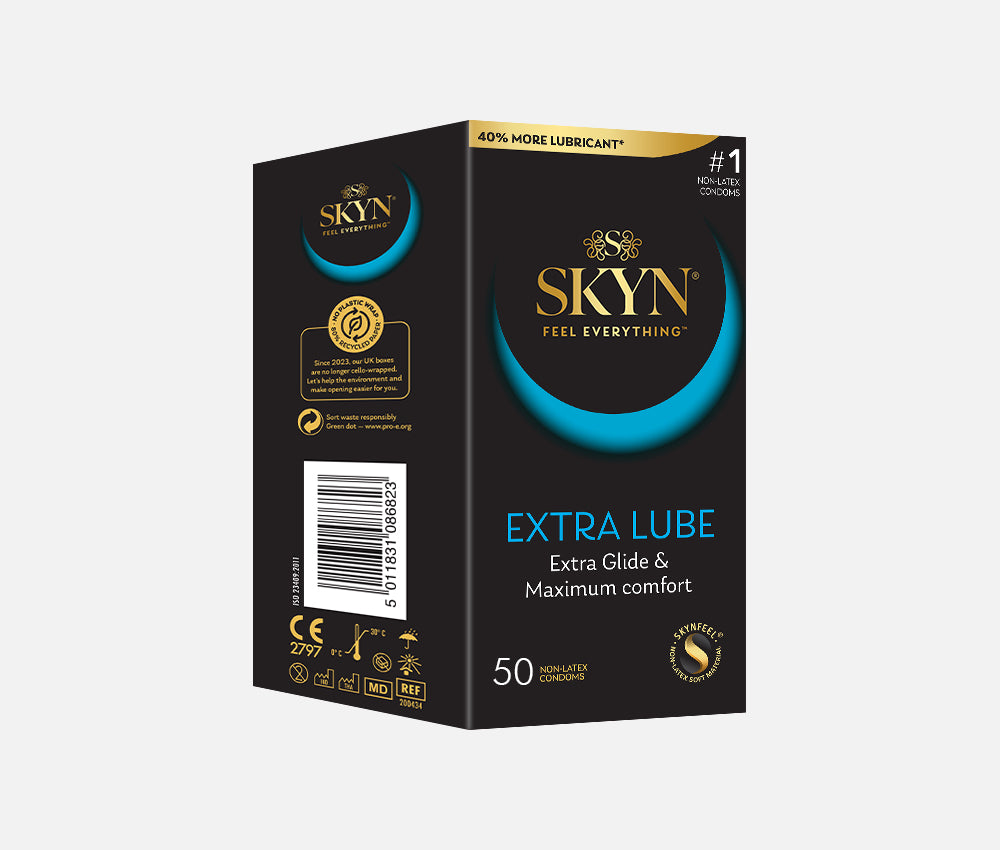 SKYN® EXTRA LUBE 50 PACK OF NON LATEX CONDOMS PLUS FREE 10 PACK CONDOMS SKYN® EXTRA LUBE 50 PACK OF NON LATEX CONDOMS PLUS FREE 10 PACK CONDOMS