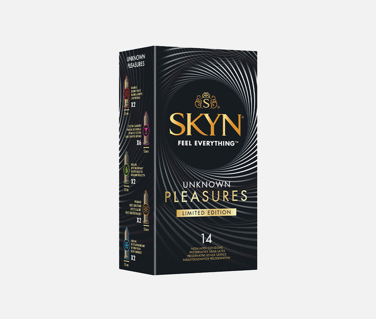 SKYN® UNKNOWN PLEASURES LIMITED-EDITION 14 PACK OF NON LATEX CONDOMS SKYN® UNKNOWN PLEASURES LIMITED-EDITION 14 PACK OF NON LATEX CONDOMS