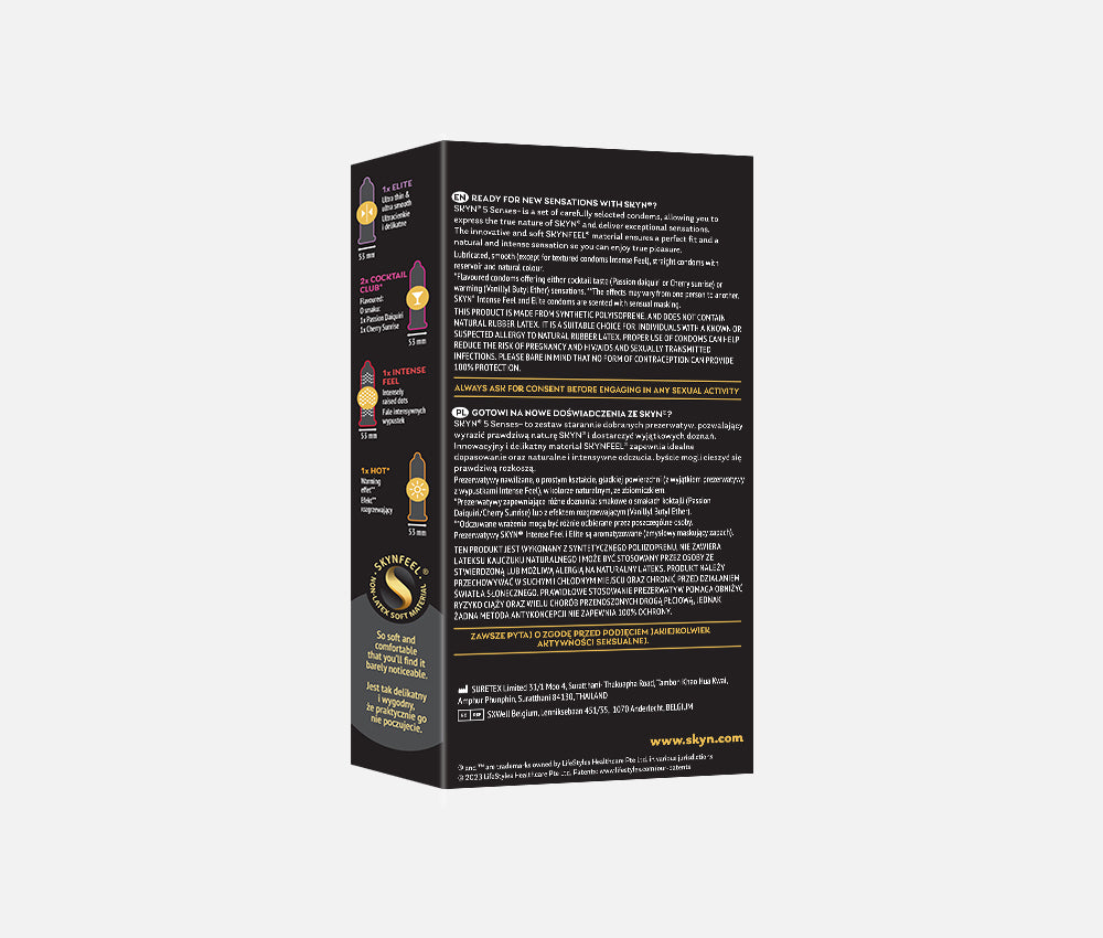 SKYN® 5 Senses 5 pack of non latex condoms