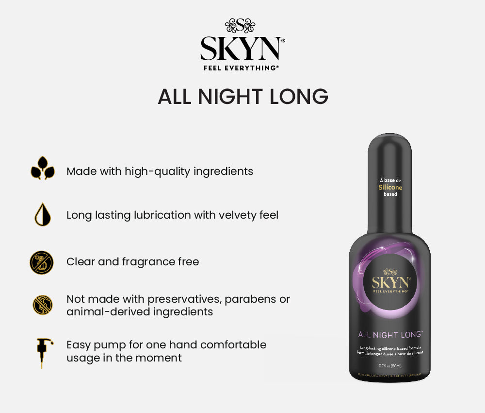 SKYN All Night Extra Long Silicon Based Lubricants | SKYN Sex Lubes SKYN All Night Extra Long Silicon Based Lubricants | SKYN Sex Lubes