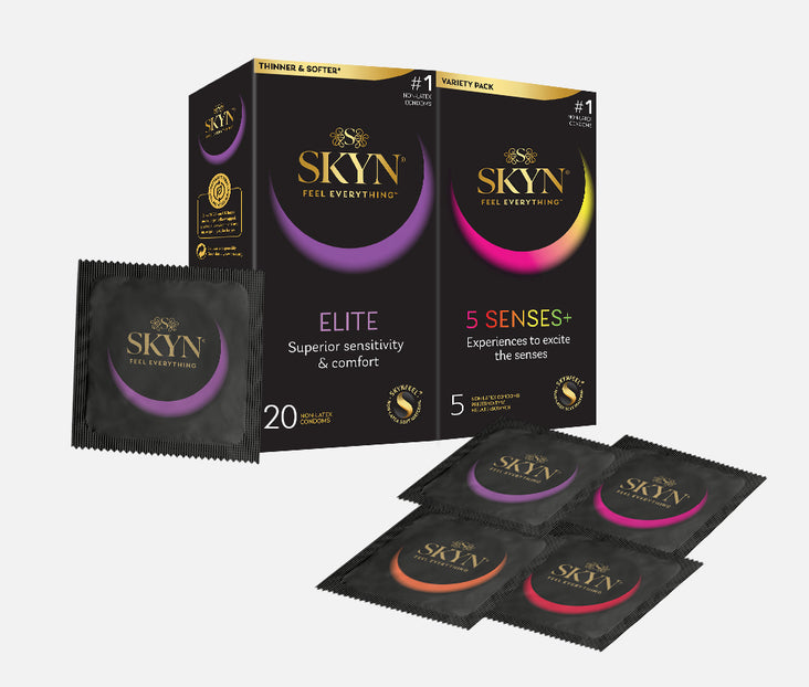 SKYN® Elite Non Latex Condoms - 2 x 10 Pack + Free 5 Pack of 5 Senses Condoms