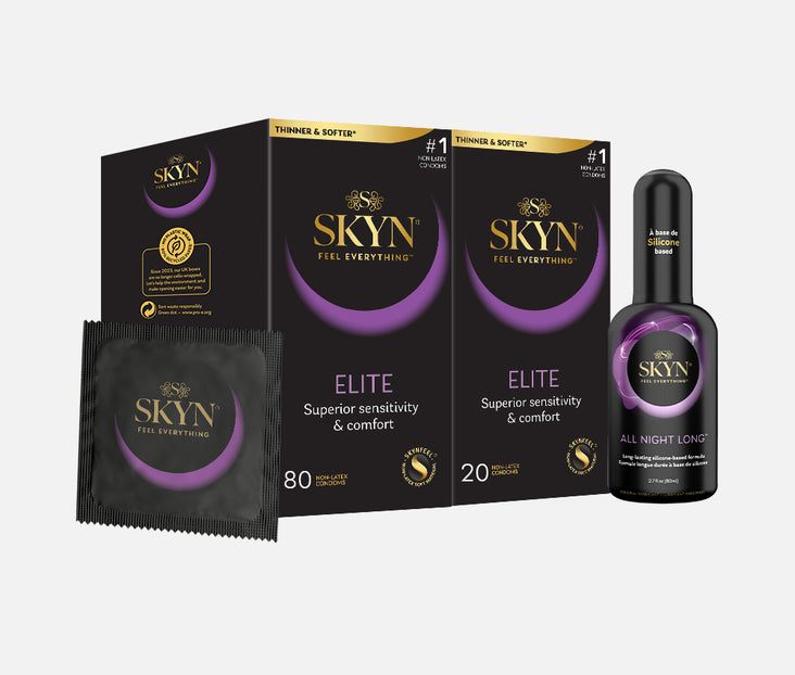 SKYN® Elite 80 pack of non latex condoms with BONUS 20 pack and FREE 80ml lube
