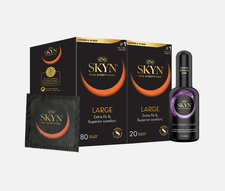 SKYN® Large 80 pack of non latex condoms with BONUS 20 pack and FREE 80ml lube
