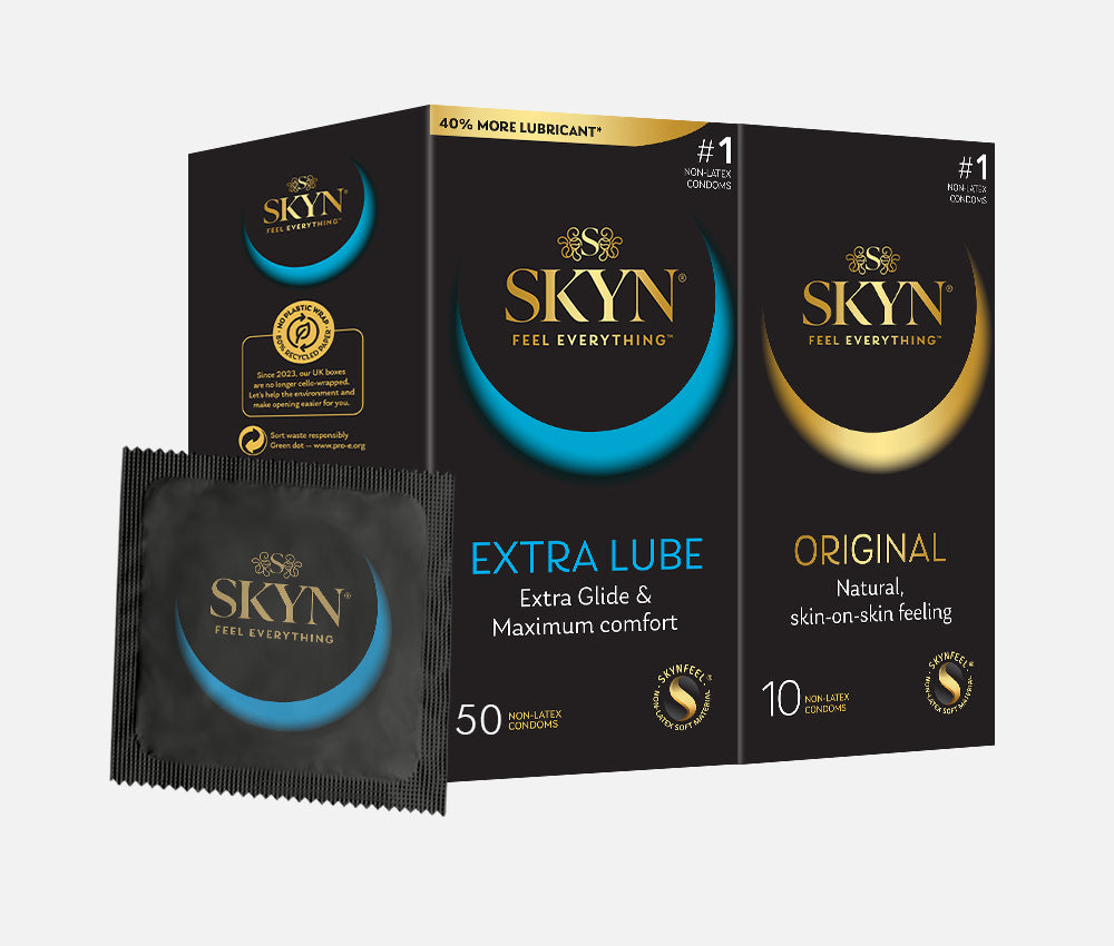 SKYN® EXTRA LUBE 50 PACK OF NON LATEX CONDOMS PLUS FREE 10 PACK CONDOMS